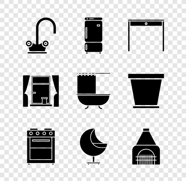 设置水龙头，冰箱，木桌，烤箱图片下载