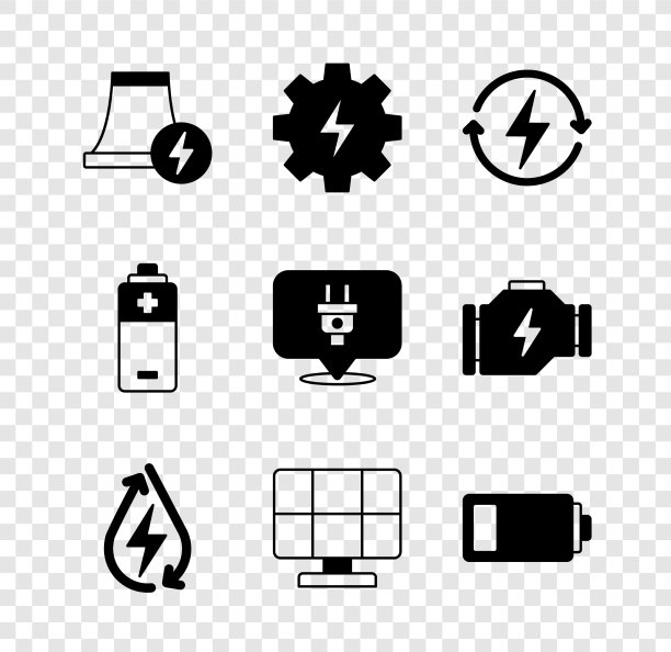 设置核电站设备和闪电图片下载