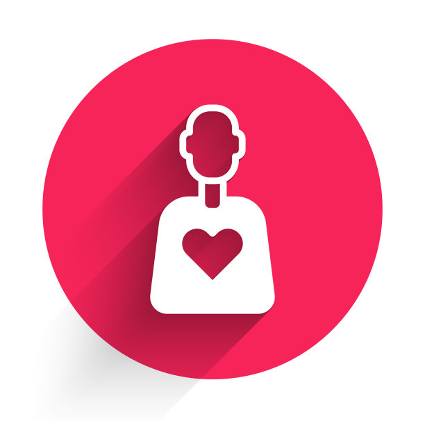 白色的志愿者图标孤立着长长的影子图片下载