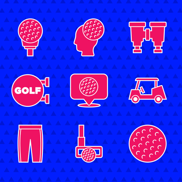 设置高尔夫标签俱乐部与球车裤子运动图片下载