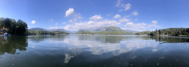 湖的诱惑，地平线，天空和云彩，山景在水，北卡罗莱纳图片下载