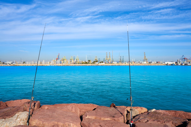 从Pinedo可以看到巴伦西亚港口和码头图片下载