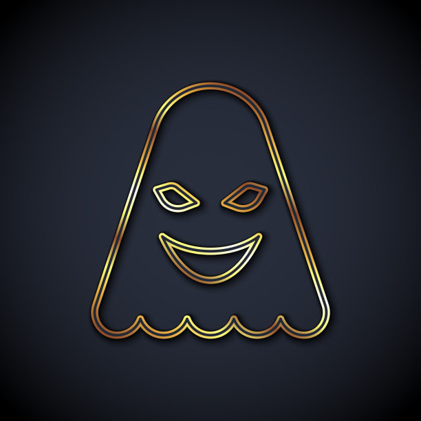金线鬼图标孤立在黑色背景图片下载