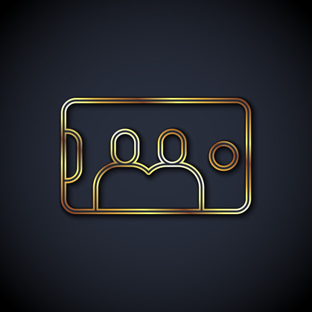 手机上的黄金线自拍图标隔离上图片下载