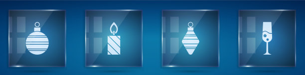 设置圣诞球燃烧蜡烛和玻璃图片下载