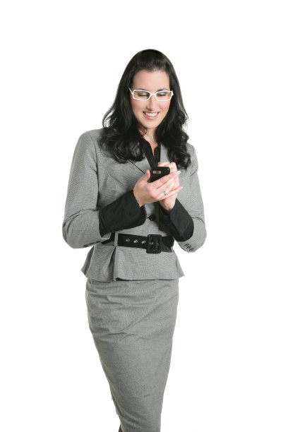 黑发女商人短信手机图片下载