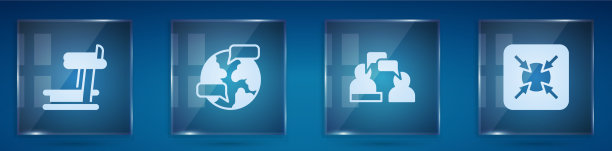 在全球设置跑步机两个坐着的人图片下载