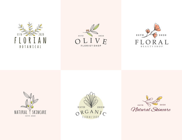 美丽的花植物标志集合图片下载