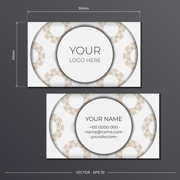 可印刷的白色名片设计与米色图片下载