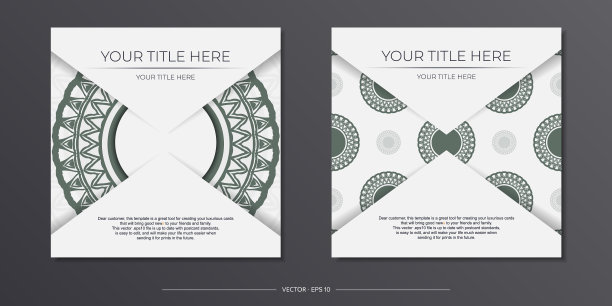 豪华的白色印刷明信片设计图片下载