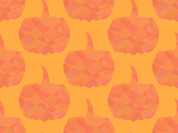 无缝图案与多边形南瓜。南瓜是由颗粒组成的。包装纸，横幅和广告材料的秋季背景。矢量图素材图片