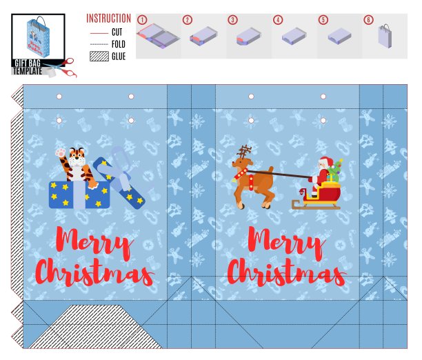 圣诞盒模板与老虎出售新的图片下载