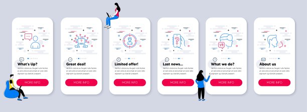 一组人的图标，如增强现实，团队问题，用户聊天。向量图片下载