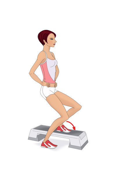 在阶梯式平台上训练。那个女孩正在阶梯式平台上做练习。腿部和臀部的肌肉。图片下载