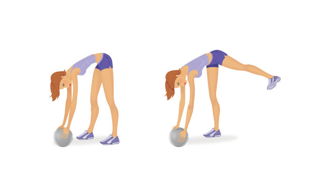 Fitball培训。那个女孩正在地板上做练习。腿部和臀部的肌肉。图片下载