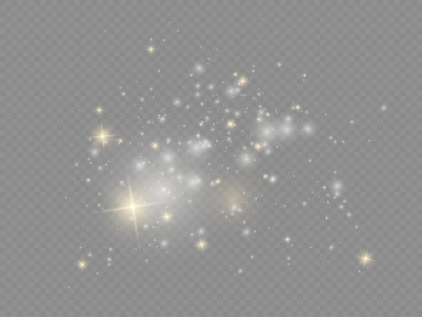 白色尘埃的火花与星、光的效果。图片下载