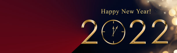 圣诞插图2022快乐新年背景与黄金时钟。节日黄金2022卡，传单，邀请，海报，凭证，横幅。复制文本空间。横幅图片下载