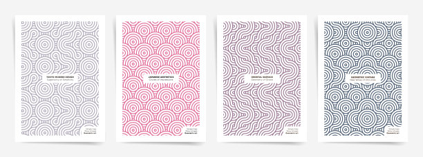 海报设计模板集几何亚洲图案。图片下载