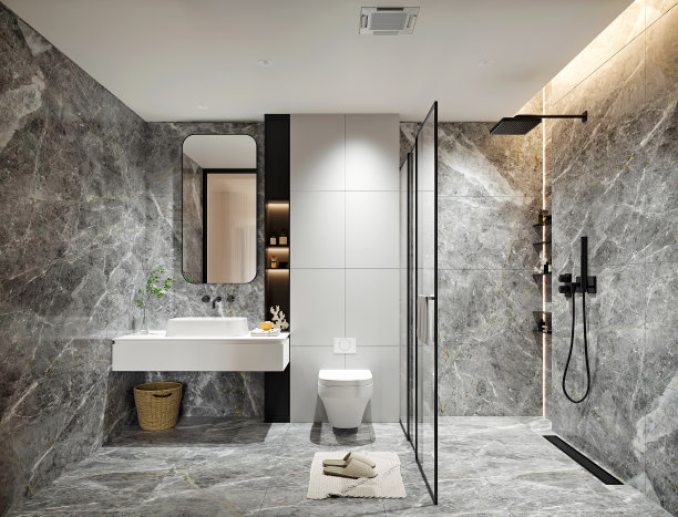 3d渲染的现代豪华浴室图片下载