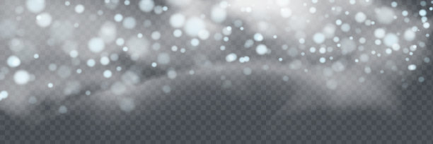 矢量降雪效果孤立透明背景与模糊散景。图片下载