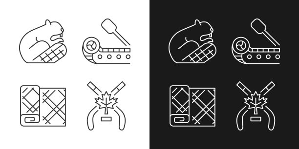 历史遗产的加拿大线性图标设置为黑暗和光明模式设置图片下载