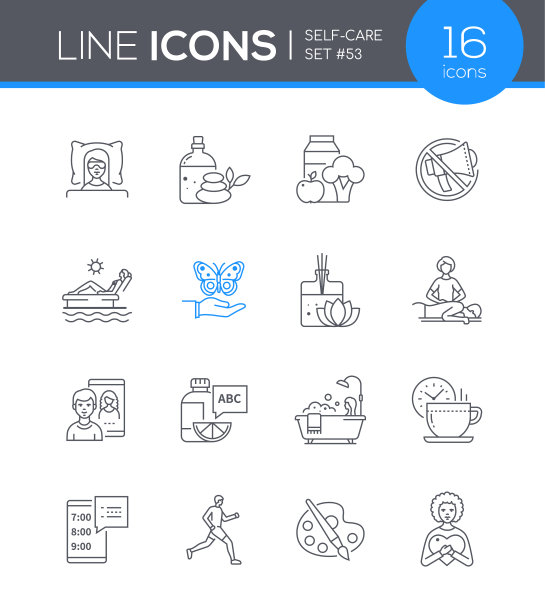 自我护理-现代线条设计风格图标集图片下载
