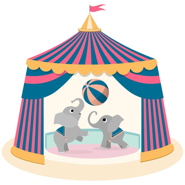 小象在马戏团里玩球。图片下载