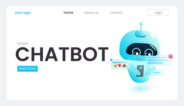 登陆页面模板上的在线助手机器人。网页的技术支持设计。一个虚拟帮助网站。向量的卡通插图图片下载