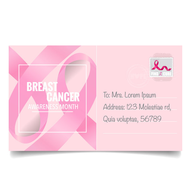 乳腺癌宣传月的背景设计。乳腺癌意识粉红丝带。矢量图图片下载