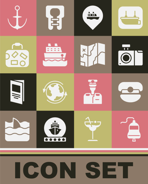 设船钟、船长帽、照相相机位置图片下载