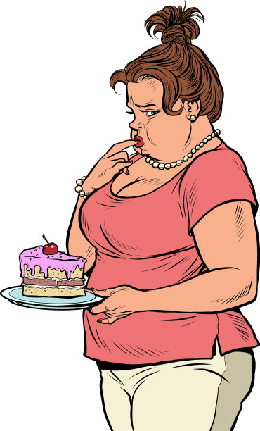 胖女人与蛋糕饮食和人类健康图片下载