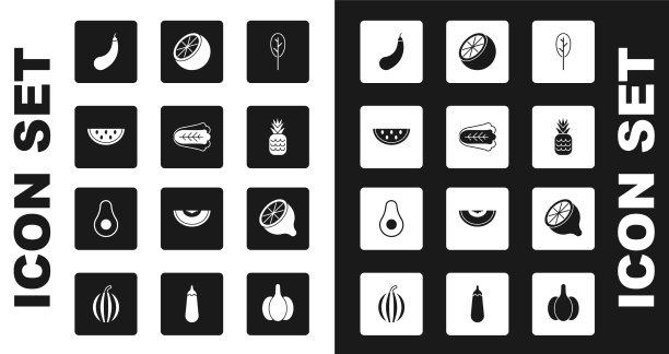 集菠菜、卷心菜、西瓜、茄子图片下载