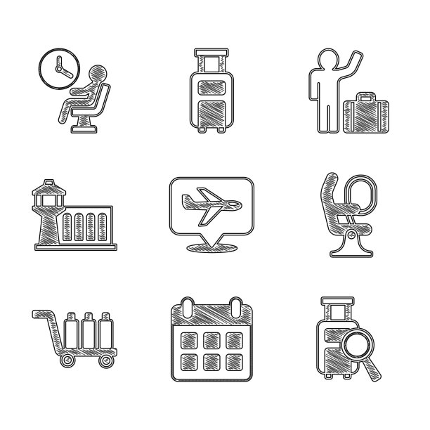 设置飞机日历和飞机丢失的行李图片下载