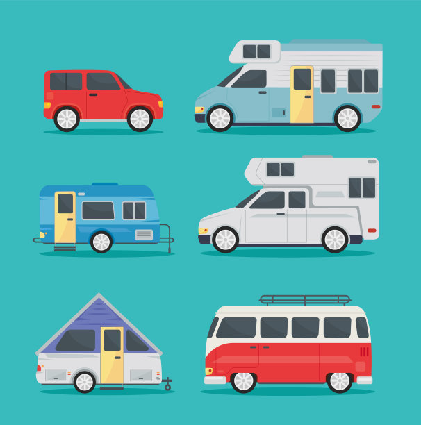 露营者拖车图标集图片下载