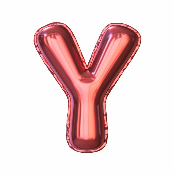 红色金属气球字体字母Y 3D图片下载