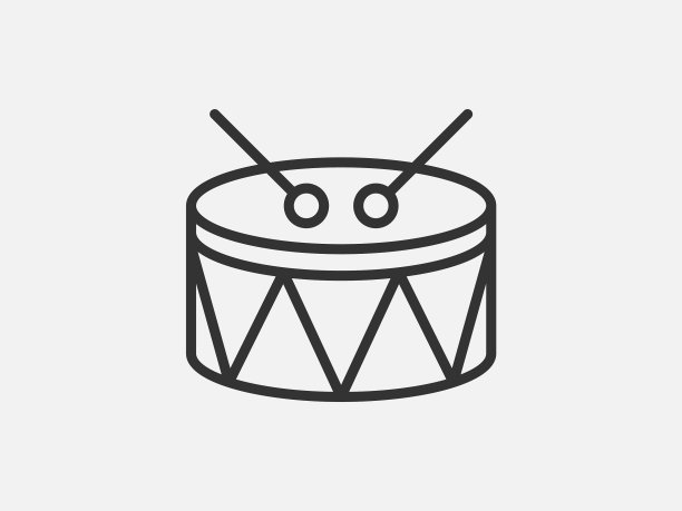 鼓玩具图标在白色背景线风格图片下载