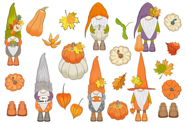 秋天的侏儒和南瓜图片下载