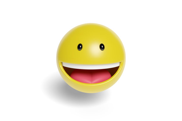 白色背景下的快乐表情。3 d演示。图片下载