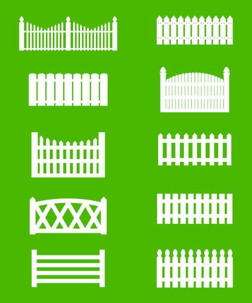 一套白色的尖桩栅栏图片下载