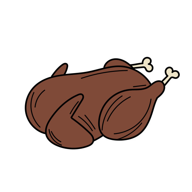 手绘烤鸡或火鸡简单的图标图片下载