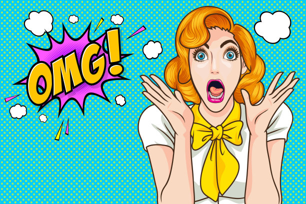 惊讶的女人张大了嘴巴，哇哦图片下载