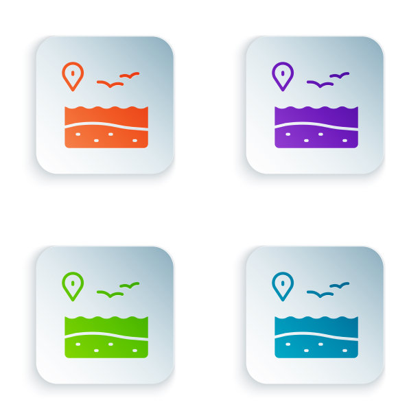 颜色位置与海滩图标隔离在白色图片下载