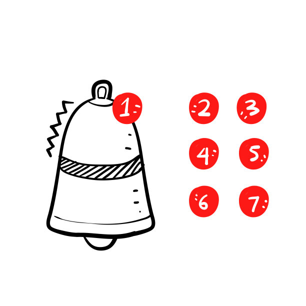 手绘涂鸦通知钟图标插图矢量孤立图片下载