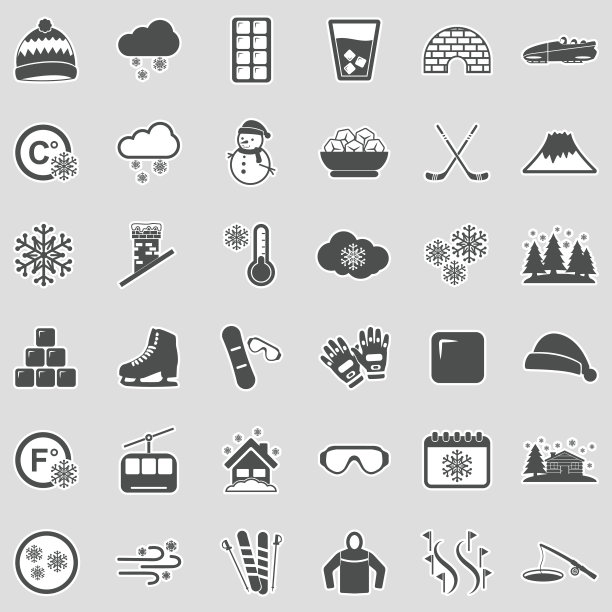 雪和冰的图标。贴纸设计。矢量插图。图片下载