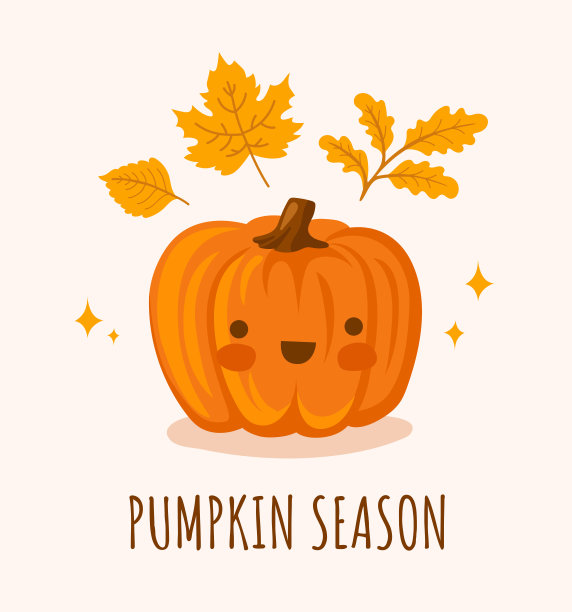 有趣的快乐南瓜卡通人物。南瓜的季节。图片下载