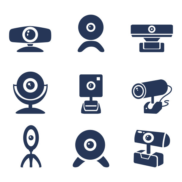 网络摄像头图标。网络摄像头象形图向量集。图片下载