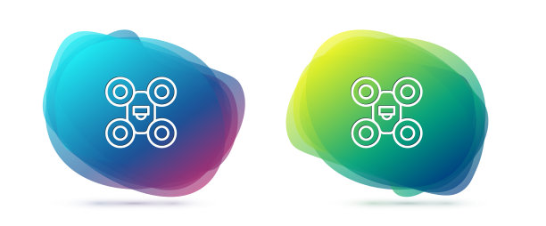 设置线无人机飞行图标孤立的白色图片下载