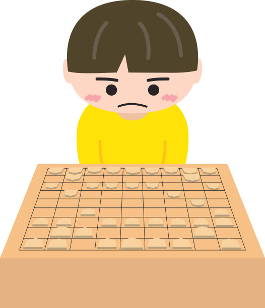 一个男孩玩幕府棋的插图图片下载