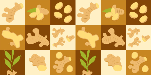 生姜抽象无缝几何矢量图案包装设计图片下载