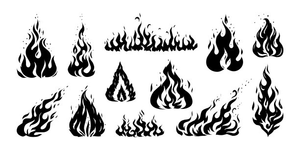 手绘火焰，魔鬼之火的复古素描图片下载